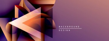 Soyut geometrik şekiller, mor gradyan, modern tasarım. Minimalist kompozisyon, arkaplan ve sunumlar için uygun.