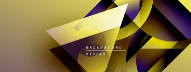 Soyut geometrik şekiller örtüşüyor, dinamik altın ve mor gradyanlar yaratıyor. Arkaplan ve sunumlar için modern tasarım ögesi.