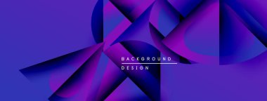 Soyut mor tasarım geometrik şekiller, gradyanlar içerir. Dijital projeler ve sunumlar için modern arkaplan uygun. Canlı renkler dinamik görsel efekt yaratır.