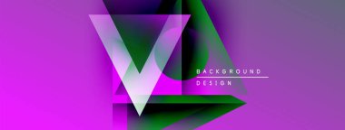Soyut enerjik tasarım. Geometrik şekiller örtüşür, dinamik görsel efekt yaratır. Pembe, mor renkler kompozisyona hakim. Modern biçim.