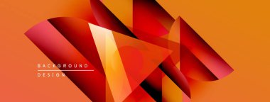 Soyut geometrik şekiller örtüşüyor, canlı turuncu ve kırmızı renkler yaratıyor. Arkaplan ve sunumlar için modern tasarım ögesi.