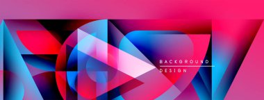 Soyut geometrik şekiller, canlı renklerin karışımı. Pembe kenar çerçeve dinamik bileşimi. Modern tasarım ögesi, uygun arkaplan.