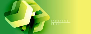 Soyut yeşil tasarım katmanlı geometrik şekiller içerir. Renkli yeşilden sarıya geçişler. Modern, temiz estetik.