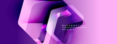 Soyut geometrik şekiller örtüşüyor, canlı mor ve pembe renkler yaratıyor. Modern tasarım elementleri teknoloji ve yenilik öneriyor. Arkaplan özellikleri metin arkaplanı, tasarım.