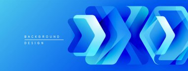 Soyut mavi katmanlar dinamik arkaplan oluşturur. Modern tasarım üst üste binen şekiller, gradyanlar, parlak görsel cazibe.