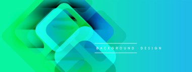 Soyut geometrik katmanlar canlı bir değişim etkisi yaratır. Modern tasarım elementleri teknoloji, yenilik ve enerji öneriyor.