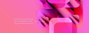 Soyut geometrik şekiller örtüşür, canlı pembe gradyan arkaplan oluşturur. Metin arka plan tasarımı okur. Modern, şık görsel kompozisyon.