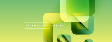 Soyut yeşil arkaplan. Üst üste binen kareler dinamik görsel efekt yaratır. Modern tasarım öğeleri yenilik ve tazelik öneriyor.