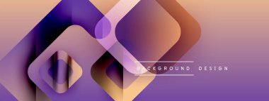 Soyut geometrik şekiller örtüşür, değişken mor, turuncu renkler yaratır. Arkaplan ve sunumlar için modern tasarım ögesi.