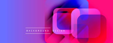 Soyut eğim arkaplanı. Üst üste binen kareler dinamik görsel efekt yaratır. Mor 'a mavi geçişler, sonra canlı kırmızı renkler. Modern tasarım ögesi.