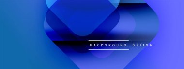 Soyut mavi tasarım üst üste binen şekiller, gradyanlar. Modern estetik, arka planlar ve sunumlar için uygun. Minimalist stil.