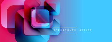Soyut geometrik şekiller canlı pembeleri, mavileri harmanlıyor. Modern tasarım dinamik görsel etki yaratır, uygun pankart veya arkaplan.
