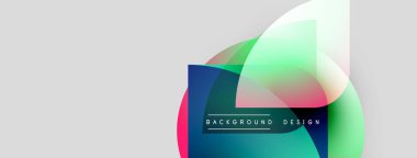 Soyut geometrik şekiller çakışıyor. Canlı renkler harmanlanarak modern arkaplan tasarımı oluşturur. Minimalist tarz, mevcut temiz çizgiler.