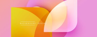 Soyut renkli şekiller çakışıyor. Gradyan renkler modern tasarım yaratır. Yumuşak kıvrımlar akıcılığı ve sıcaklığı gösterir. Arkaplanda metin ögeleri.