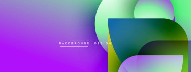 Soyut sıvı şekilleri, mor ve yeşil renkleri harmanlıyor. Modern tasarım üst üste binen katmanlar, değişim efektleri içerir. Arkaplan metni arkaplan tasarımı okur.