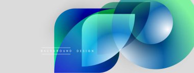 Soyut sıvı şekiller, parlak mavi, yeşil renkler. Modern tasarım, pürüzsüz eğimler, ışık arkaplanı dinamik görsel efekt yaratır.