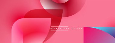 Soyut pembe arka plan. Üst üste binen şekiller dinamik görsel efekt yaratır. Değişken renklere sahip modern tasarım, pürüzsüz geçişler.