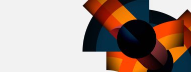 Soyut tasarım, üst üste binen renkli kavisler, karanlık merkez, beyaz arkaplan. Modern, dinamik kompozisyon görsel ilgi yaratıyor.