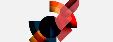 Soyut şekiller örtüşür, canlı renk karışımları yaratır. Kompozisyon dinamik, modern, minimalist hissettiriyor. Yumuşak gradyanlar görsel alana hakim.