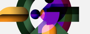 Soyut kompozisyon. Üst üste binen şekiller, dinamik görsel ilgi yaratır. Renkler harmanlanır, modern estetik şekillenir. Minimalist tasarım.