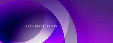 Soyut mor arkaplan. Üst üste binen daireler dinamik değişim etkisi yaratır. Sancaklar ve sunumlar için modern tasarım uygun.