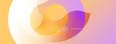 Soyut renkli şekiller örtüşüyor ve yumuşak gradyanlar yaratıyor. Arkaplanda sıcak tonlar, mor aksanlar, modern tasarım elementleri yer alıyor.