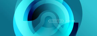 Soyut mavi katmanlar dinamik dairesel desen oluşturur. Arka planlar, sunumlar, markalaşma için modern tasarım öğesi. Yumuşak eğimler, akışkan şekiller.