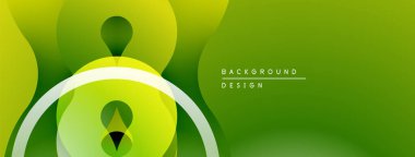 Soyut yeşil tasarım. Üst üste binen şekiller dinamik görsel efekt yaratır. Yumuşak eğim, modern estetik. Minimalist kompozisyon.