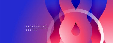 Soyut sıvı şekilleri, canlı gradyanlar. Mavi, mor, pembe renkler kusursuz bir şekilde modern tasarım yaratıyor. Minimalist estetik.
