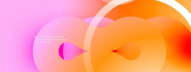 Soyut gradyanlar, üst üste binen daireler canlı bir görüntü yaratır. Yumuşak pembeler portakallara karışır, modern tasarım elementi.