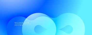 Soyut mavi arkaplan. Pürüzsüz şekiller sıvı tasarımı oluşturur. Gradyan etkisi derinlik ekler, modern estetik.
