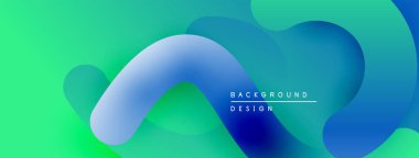 Soyut sıvı şekilleri, canlı mavi, yeşil gradyanlar. Arka planlar ve sunumlar için modern tasarım öğesi. Düz geçişler dinamik görsel efekt yaratır.