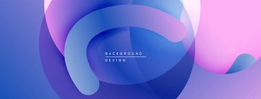 Soyut sıvı şekiller harmanlanarak canlı mor, mavi ve pembe renkler yaratır. Modern tasarım hareketi, derinliği, görsel ilgiyi çağrıştırıyor.