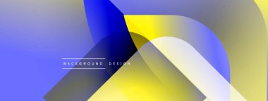 Soyut sıvı şekilleri kesişir. Mavi, sarı renkler dizaynın hakimi. Minimum metin arka plan tasarımı okur. Modern estetik.