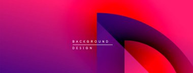 Soyut eğim arkaplanı. Canlı mor, pembe, kırmızı renkler düzgün bir şekilde harmanlanır. Minimalist tasarım eğri şekiller, metin elementleri içerir.