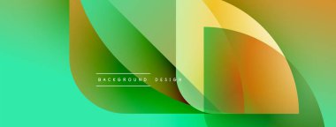 Soyut gradyan şekiller çakışıyor. Yeşil, sarı, turuncu renkler düzgün bir şekilde harmanlanır. Arkaplan, pankart ve sunumlar için modern tasarım ögesi.