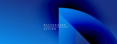 Soyut mavi eğimler dinamik şekiller yaratır. Metin, kompozisyon içerisindeki arkaplan tasarımını okur. Modern, minimalist estetik.