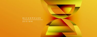 Soyut sarı tasarım katmanlı şekiller içerir. Gradyan renkler dinamik görsel efekt yaratır. Projeler için modern arkaplan ögesi.