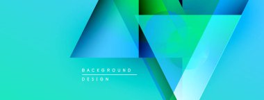 Soyut geometrik şekiller örtüşüyor, canlı deniz mavisi ve yeşil eğimler yaratıyor. Arkaplan ve sunumlar için modern tasarım ögesi.