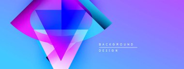 Soyut geometrik şekiller, canlı renklerin karışımı. Gradyan arka plan modern görsel etki yaratır. Tasarım elementleri derinlik ve dinamizm öneriyor.