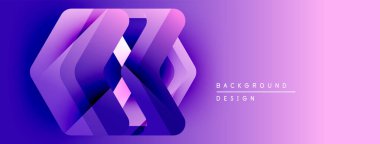 Soyut mor tasarım katmanlı geometrik şekiller içerir. Gradyan arka plan modern görsel efekt yaratır. Minimalist stil.