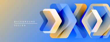 Soyut geometrik şekiller üst üste binerek dinamik mavi, altın rengini oluşturuyor. Arkaplan ve sunumlar için modern tasarım ögesi.