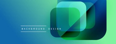 Soyut geometrik şekiller örtüşür, canlı bir değişim etkisi yaratır. Mavi, yeşil renkler modern arkaplan tasarımına hakim.