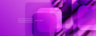 Mor soyut arka plan. Üst üste binen kareler dinamik görsel efekt yaratır. Dijital projeler için modern tasarım.