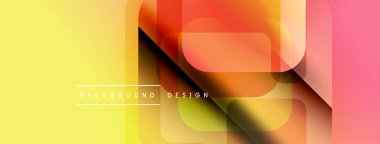 Soyut geometrik şekiller çakışıyor. Sıcak renk paleti modern arkaplan tasarımı yaratarak baskın gelir. Görünür değişimler.