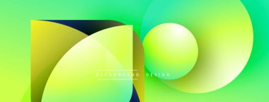 Soyut geometrik bileşim. Canlı gradyanlar sarı ve yeşil renkleri harmanlarlar. Modern tasarım elementleri dinamik görsel efekt yaratır.