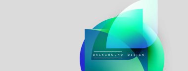 Soyut tasarım özellikleri üst üste binen renkli şekiller. Gradyan renkler harmanlanarak, dinamik görsel efekt yaratır. Metin arkaplan tasarımı okur.