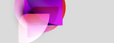 Soyut şekiller, canlı renkler, modern tasarım. Pembe, mor renkler açık gri arkaplan ile harmanlanır. Minimalist estetik.