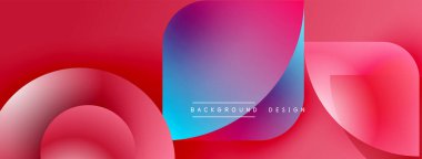 Soyut gradyan şekiller üst üste binerek dinamik kırmızı, pembe ve mavi kompozisyon oluşturuyor. Metin arka plan tasarımını merkezden okur. Modern estetik.