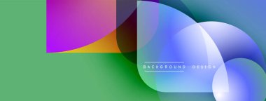 Soyut renkli şekiller örtüşür, dinamik görsel efekt yaratır. Gradyan renkler harmanlanır, modern arkaplan tasarımı oluşturulur.